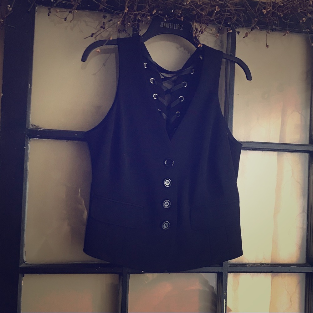 INC. International Black laced up  vest